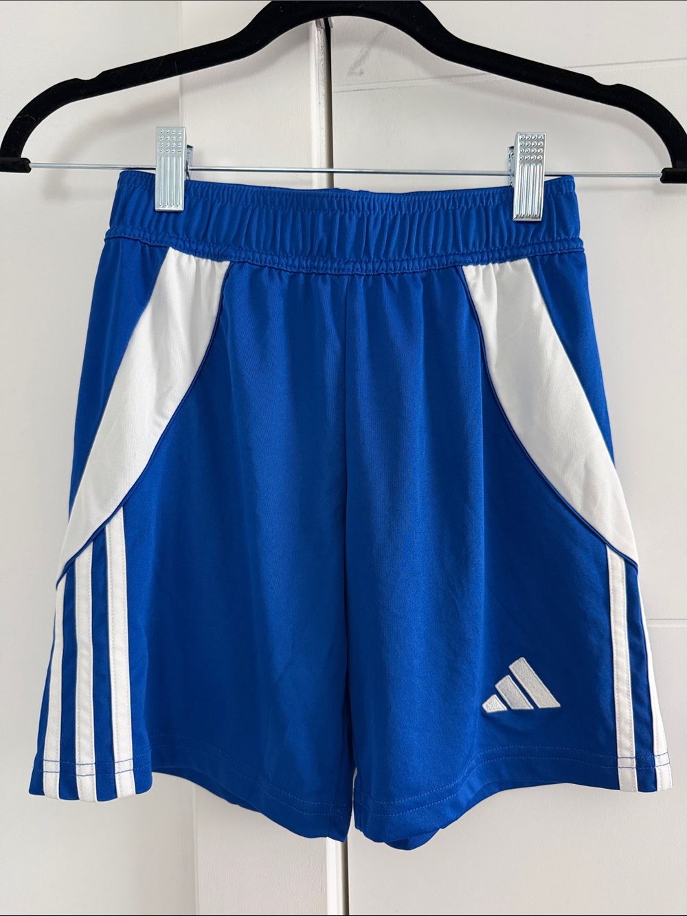 Two adidas Royal Blue & White Kids Athletic Shorts